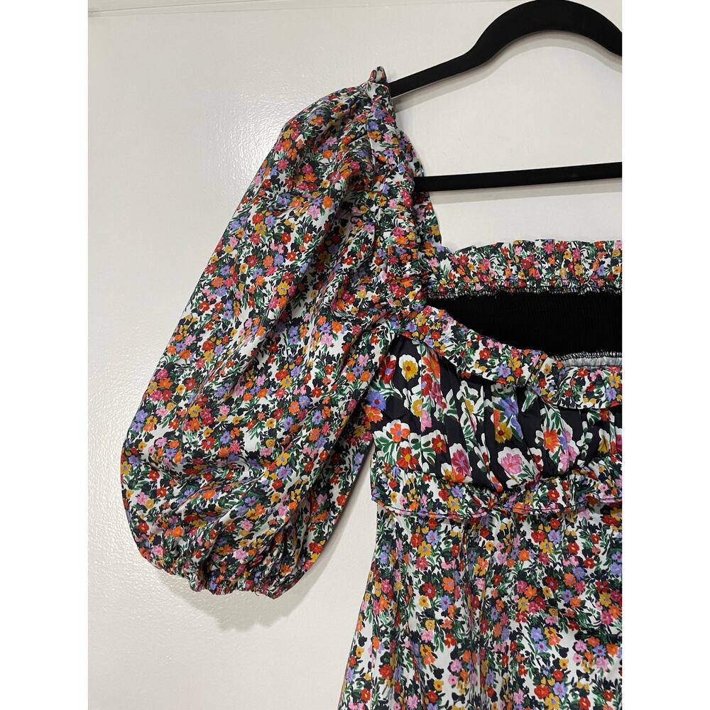 For Love & Lemons Hudson Mini Dress Black Floral Size Medium NWT Stretchy Back - Picture 3 of 15
